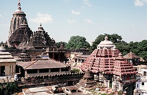 The Jagannath Temple, with the kitchen in the front and left. Puri, 1980.